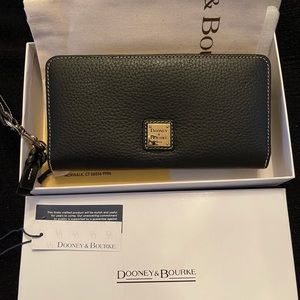 Black Leather Dooney & Bourke Wallet with wrist strap